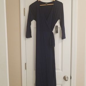Garden District Navy Blue Wrap Maxi Dress